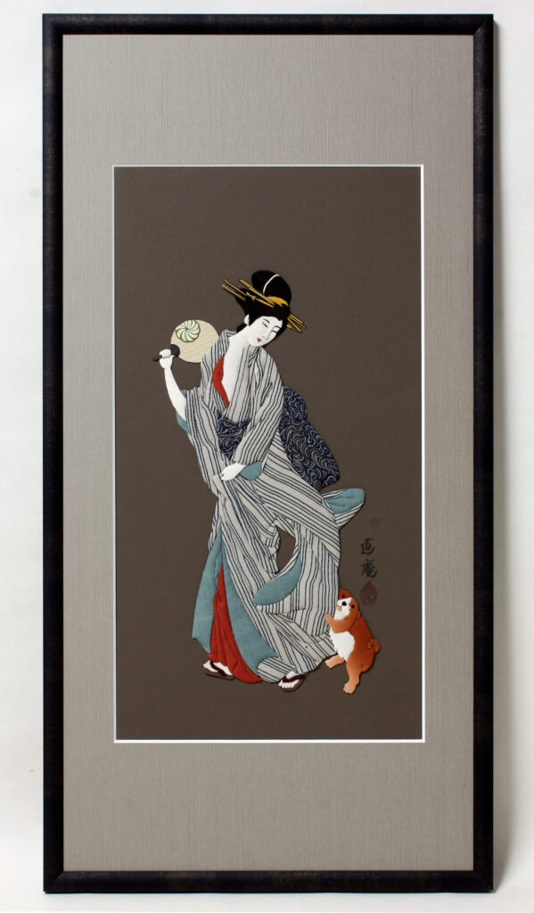 美人に犬図 山口素絢